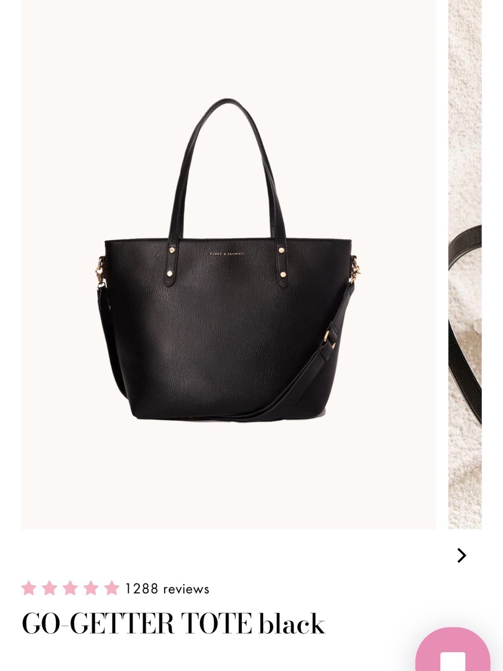 Poppy & Peonies Black Pebbled Leather Tote